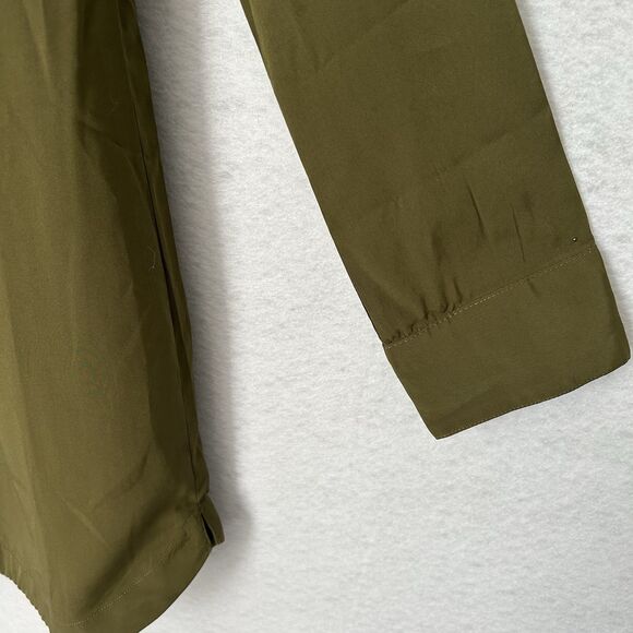 Abercrombie & Fitch Dress Women S Green Button Up Roll Tab Sleeve Casual Preppy - Picture 11 of 15